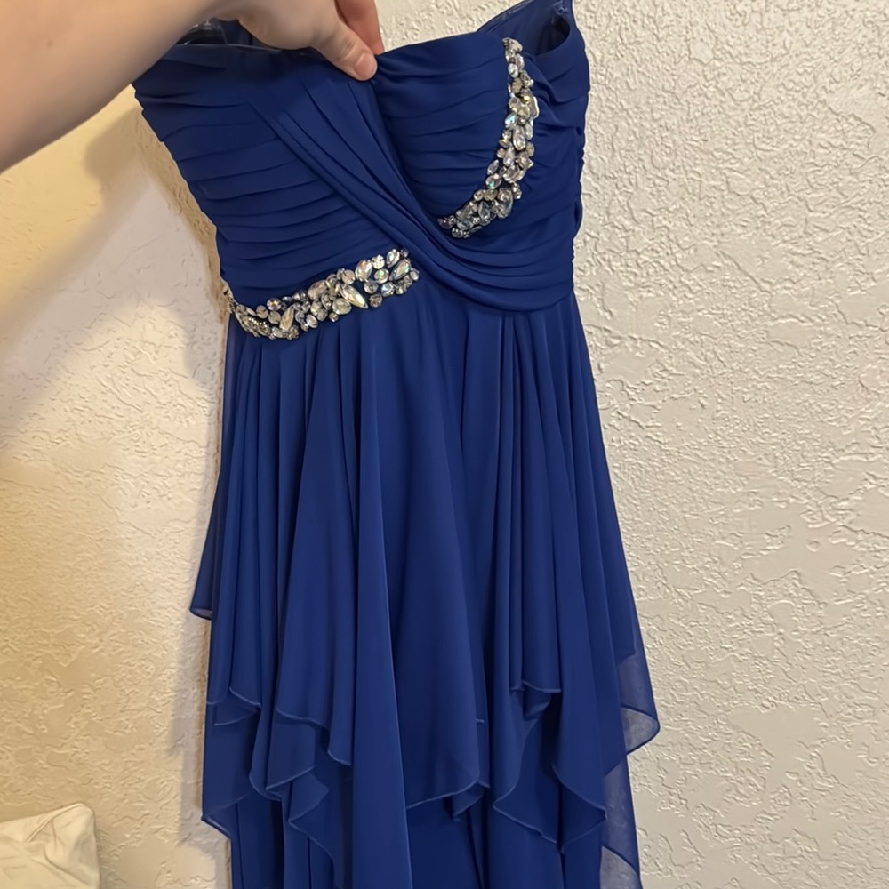 Elegant Blue Strapless Dress